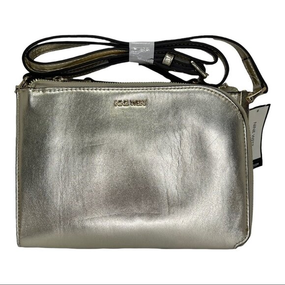 Nine West Handbags - Nine West Darcelle Gold Metallic Faux Leather Womens Crossbody Bag